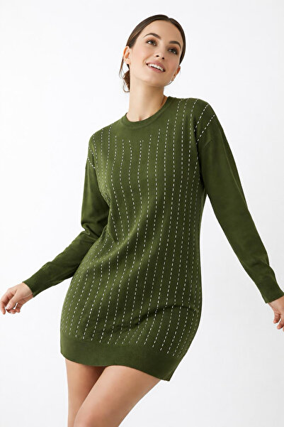 Giyim Dünyası Women's Plain Stone Tunic Khaki