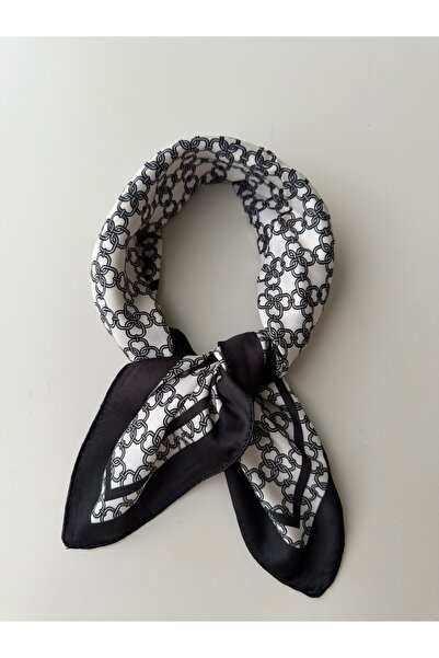 who knows ¿ Black and White Patterned Scarf Bandana Women's Clothing Accessory