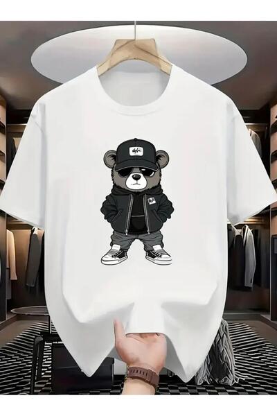 Oceanwear Bear Printed Short Sleeve Crew Neck Plain Unisex Tshirt