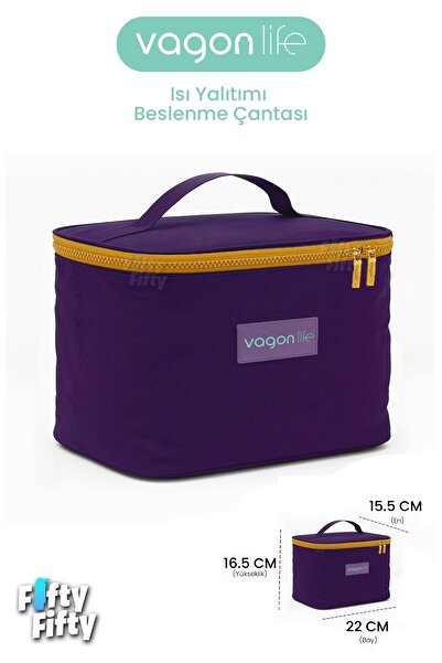 Vagonlife Heat Insulated Thermal Lunch Box Food Carry Thermos Bag with Hot and Cold Pocket -Ffvgnb106