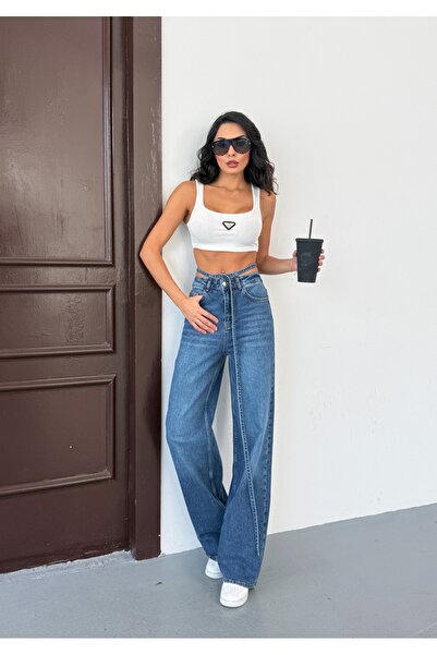 NOA LİNE Women's Adjustable Waist Belt Detailed Trousers