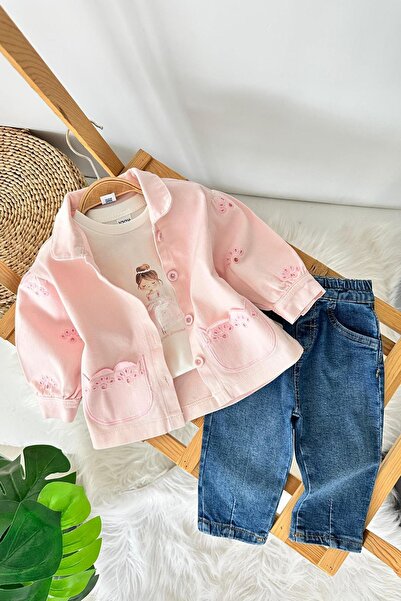 Minigimin Cicileri Miniğimin Cicileri Prenses Baskılı Lazer Kesim Ceketli 3 l...