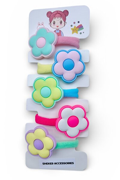 SHEKER HOME Комплект гумени фиби за коса за момичета - комплект от 5 броя