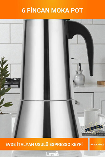 Letsii 6-Cup Stainless Steel Moka Pot Espresso Coffee Maker