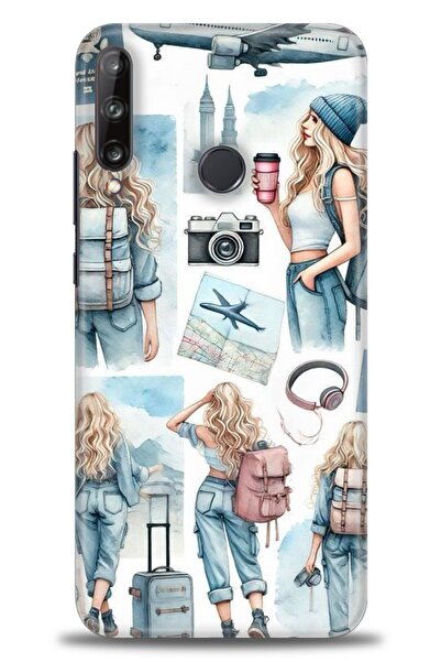 Rulet Aksesuar غطاء متوافق مع هاتف هواوي P40 Lite E HD مطبوع - غطاء سيليكون م...