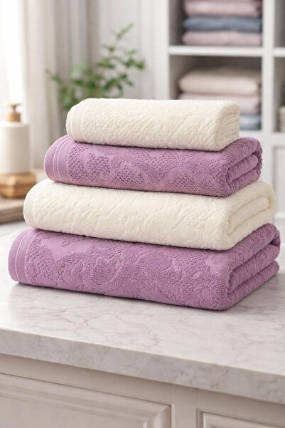 Özdilek Curve Best Set (Hamam Takımı) Mürdüm-Krem