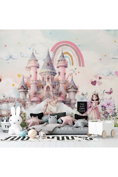 Grown Gökkuşağı Altında Şato Çocuk Duvar Kağıdı