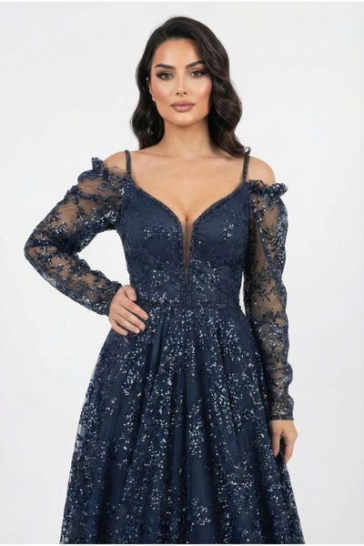 Lovely Dress Payet İşlemeli Prenses Kesim Abiye Elbise