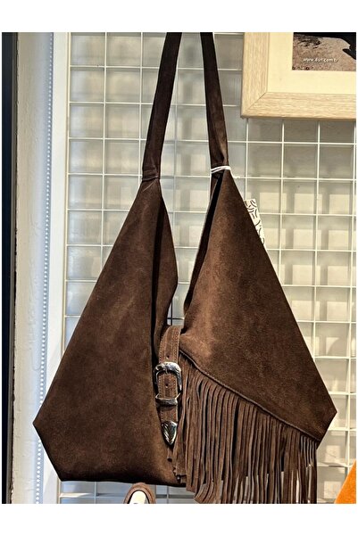 DSN Y6216 Deri Püsküllü Süet Omuz Çanta