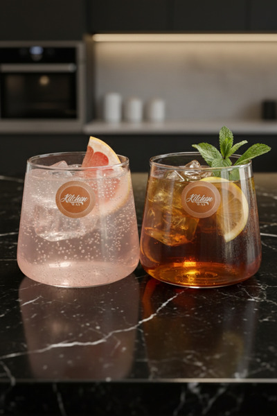 Kitchen Way Borosilicate 2-Piece Glass Soft Drink Cup 400ml Heat Resistant Transparent Glass Cup Set Kw-1056