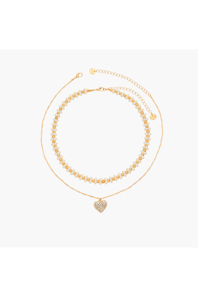 Lifestyle قلادة مزخرفة بقلادة مزودة بمشبك لوبستر - طقم من قطعتين