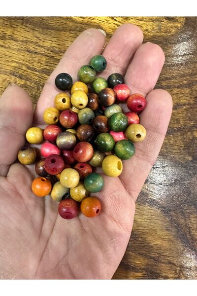 Gönülden Tasarım 50 Pieces 1 cm Bamboo Wooden Beads Set