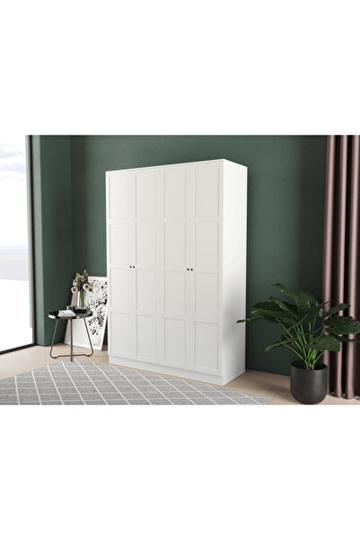 Teen & Bright TOPRAK 4 KAPAKLI EKO BAZALI GARDIROP - MDF KAPAK