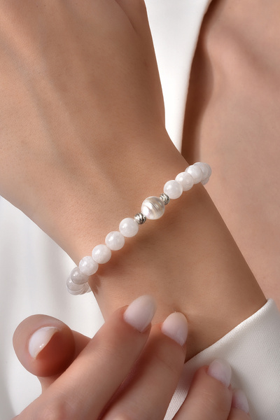 Mordays silver Ay Taşı, İnci ve 925 Ayar Gümüş Bileklik – Dişil Enerji ve Ruh...