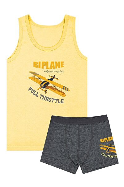 Öts بوكسر للأولاد قماش قابل للتمدد طائرة صفراء (96% قطن - 4% إيلاستين)