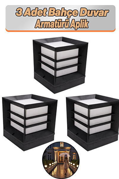 Badem10 مصباح جداري للحديقة من ميجا جريل، 3 قطع، مصباح إضاءة ديكوري أنيق للخارج