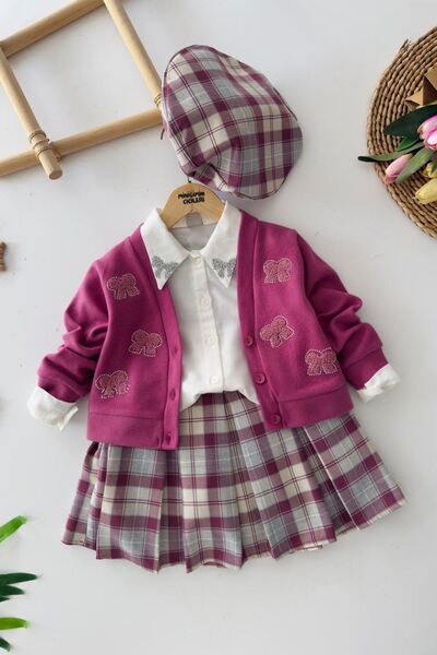 Minigimin Cicileri 4-компонентен комплект за момичета с яка, панделка и пола ...