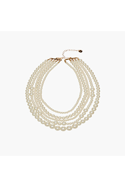 Lifestyle Metal Layered Necklace with Pearls