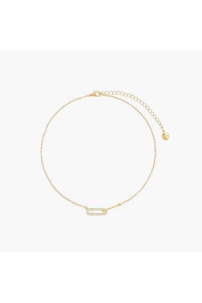 Lifestyle Metal Cubic Zirconia Embellished Pendant Necklace