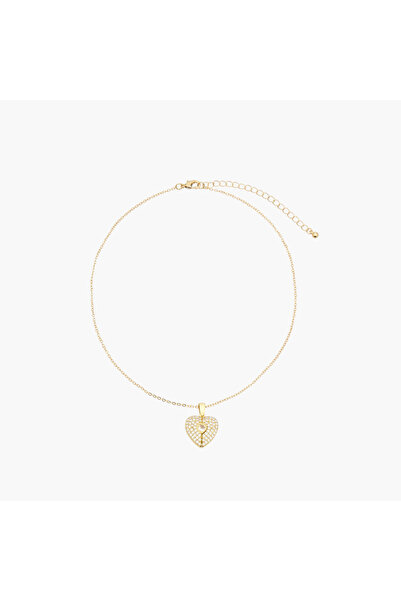 Lifestyle قلادة معدنية مرصعة بالزركونيا المكعبة