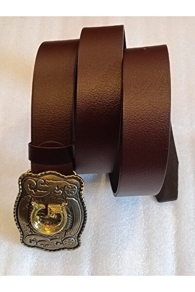 Butik Tülin حزام كاوبوي أصلي للجنسين من جلد العجل الأصلي بنمط برونزي ذهبي وحر...