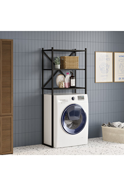 AYZ Braga Metal 3 Çamaşır Makinesi Üstü Düzenleyici Raf Beyaz Banyo Düzenleyi...