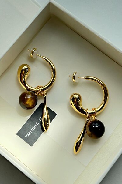 TAKIŞTIR Altın Renk Halka Detaylı Sallantılı Küpe (Çift)