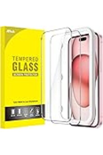 JETech Screen Protector for iPhone 15 6.1-Inch, Bubble Free, Tempered Glass Film with Easy Installat