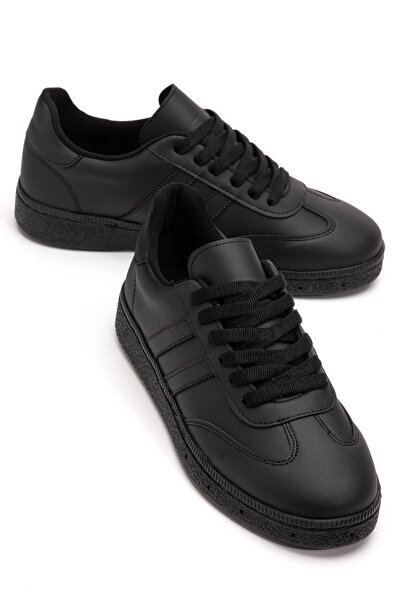 BAHRİNA Women's Black Leather Casual Sneaker