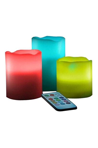 luma طقم شموع بدون لهب مكون من 3 قطع مع جهاز تحكم عن بعد، لون أبيض