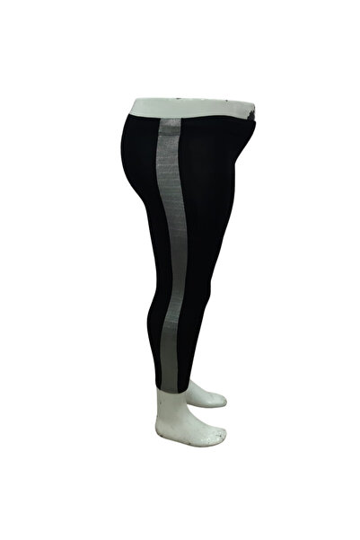 CANYILDIZ Women's Plus Size Silver Stripe Leggings