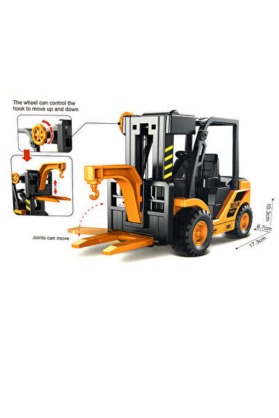 UDATOYS Gerçekçi Forklift İş Makinesi Sürt Bırak Sert Plastik İnşaat Oyuncağı...