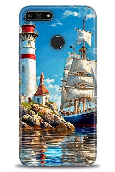 Rulet Aksesuar غطاء متوافق مع هاتف هواوي هونر 7A HD مطبوع + واقي شاشة سيراميك...