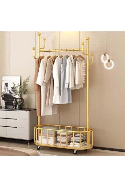 LAOBAN Storage shelf Stand with Clothes Rail and Rolling Coat Rack