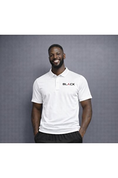 NOFLEN Men's Black Printed Polo Neck T-Shirt