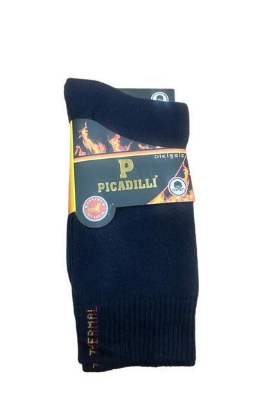 Picadilli Men's Thermal Cotton 6-Pack Stitch-Free Towel Socks (3 Black-2 Navy Blue-1 Gray)(41-45)