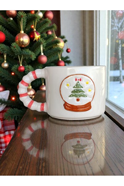 More Safe MS Handmade El Yapımı Yılbaşı Temalı, Seramik Çay, Kahve Duble Türk...