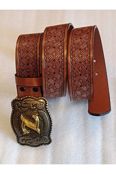 Butik Tülin Unisex Authentic Faux Leather Tan Printed Bronze Patterned Gold Z...