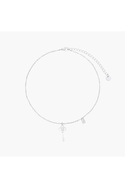 Lifestyle Silver Tone Necklace with Key Pendant