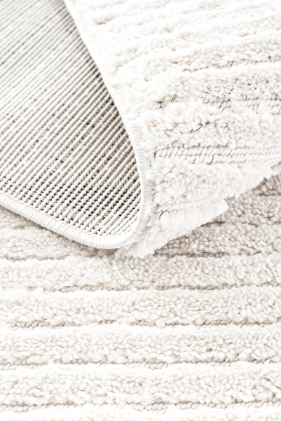 Cool Halı Krem Rengi Bukle Kalın Yumuşak Dokuma 6 M2 Püskül Giriş Salon Oturm...