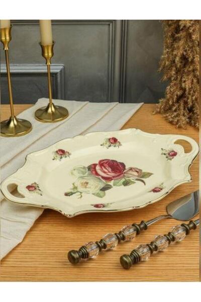 ROY KING ROYKING ROSE 36 CM OVAL KULPLU SUNUM TABAĞI