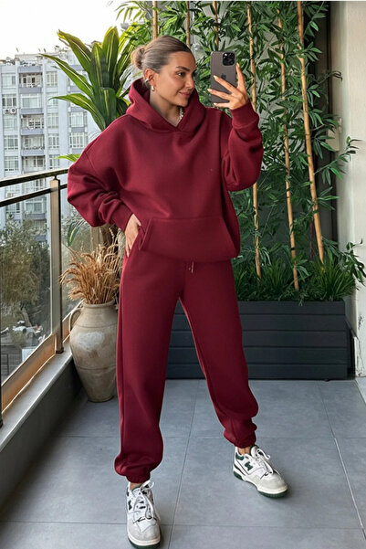 BARLİZ Γυναικείο σετ φόρμας jogger μεγάλου μεγέθους με 3 κλωστές