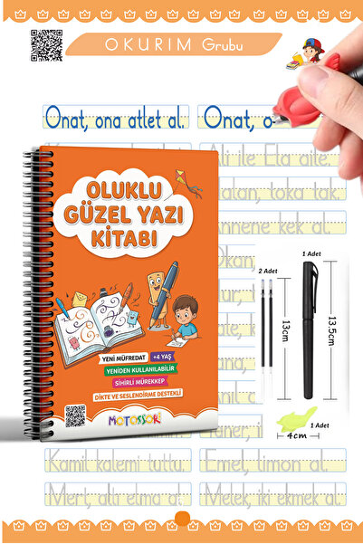 motossori Güzel Yazı Öğreten Oluklu (Kabartmalı) Kitabı | Sihirli Yazı Defter...