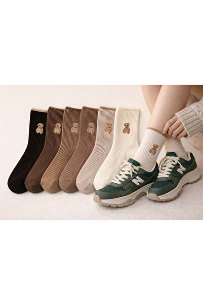 MARKAMEN 6 çift teddy desenli kolej çorabı