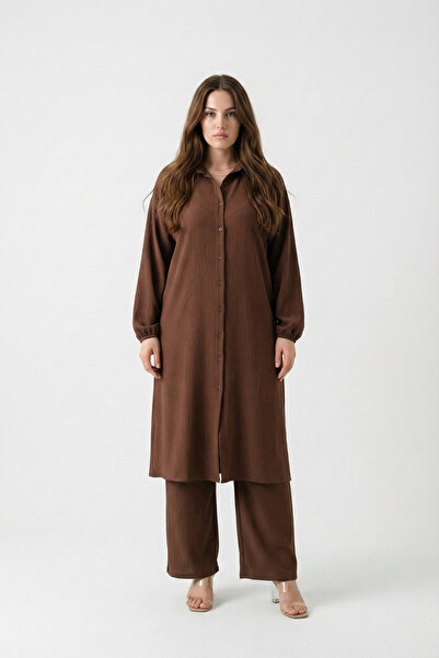 Mivoon Wrap-Around Fabric Shirt Collar Tunic Suit Buttoned Suitable for Hijab 2XL 6XL