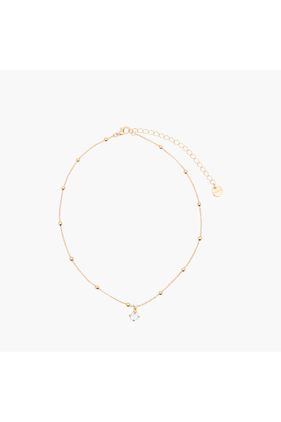 Lifestyle Metal Pendant Necklace with Cubic Zirconia Embellishment