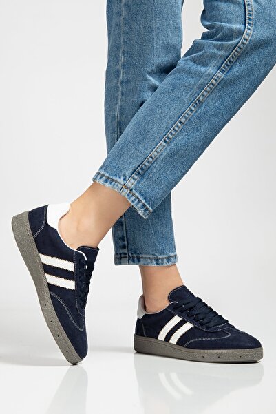 BAHRİNA Women's Navy Blue Suede Casual Sneaker