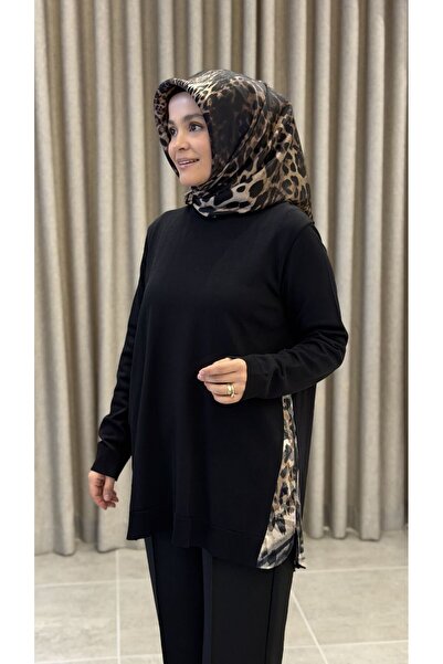 Tığ Triko Mersery Shirt Detail Tunic Black
