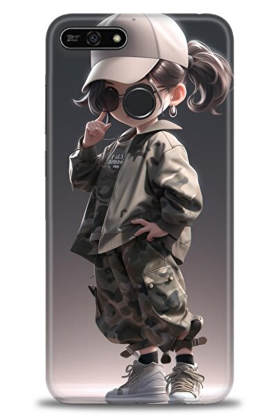 Rulet Aksesuar غطاء متوافق مع هاتف هواوي هونر 7A HD مطبوع + واقي شاشة سيراميك...