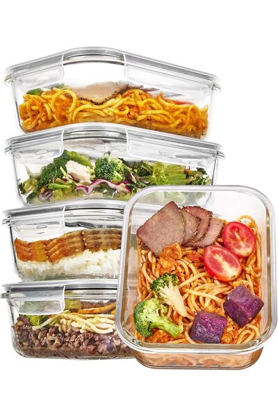 Vtopmart 5 Pack 35oz Glass Food Container with Lids